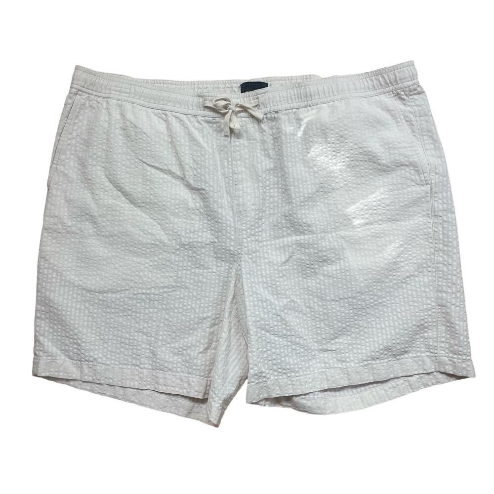 14th & Union Men’s Cream Cotton Drawstring Crinkle Pull On Shorts Size 2XL